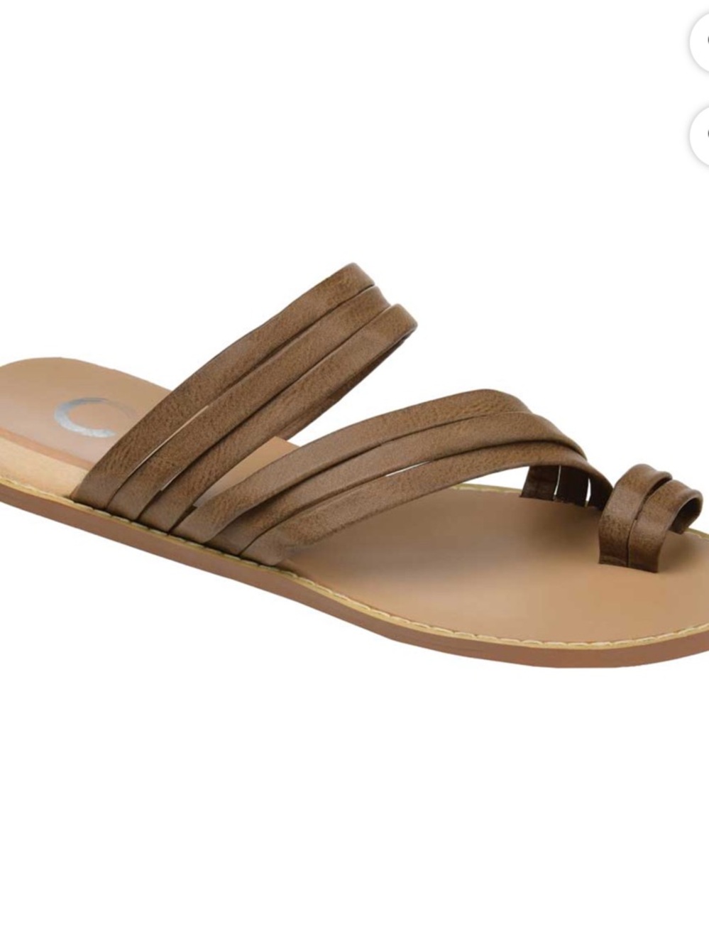 Journee Collection Consuelo Toe Loop Sandal Taupe Faux Leather Women’s Size 8.5